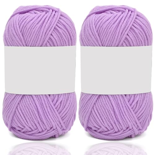 5ply Milk Cotton Yarn 2 * 50g Baumwollgarn Zum Häkeln Stricken Weiche Und Langlebige Acryl Zum Häkeln，Anfänger Crochet Yarn Für DIY Pullover, Mützen, Socken, Decken, Schals Und Tücher (100G,AN) von BlissFabrics