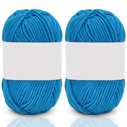 5ply Milk Cotton Yarn 2 * 50g Baumwollgarn Zum Häkeln Stricken Weiche Und Langlebige Acryl Zum Häkeln，Anfänger Crochet Yarn Für DIY Pullover, Mützen, Socken, Decken, Schals Und Tücher (100G,AY) von BlissFabrics