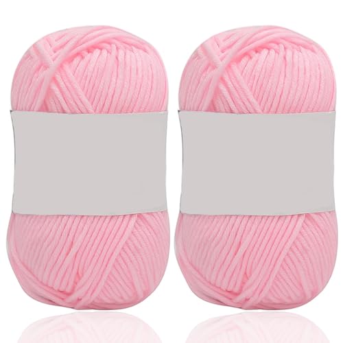 5ply Milk Cotton Yarn 2 * 50g Baumwollgarn Zum Häkeln Stricken Weiche Und Langlebige Acryl Zum Häkeln，Anfänger Crochet Yarn Für DIY Pullover, Mützen, Socken, Decken, Schals Und Tücher (100G,B) von BlissFabrics