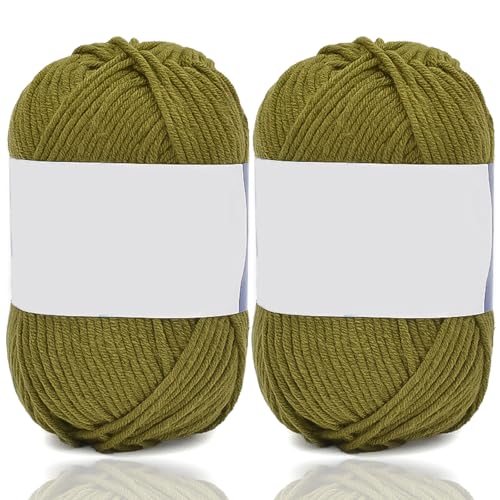 5ply Milk Cotton Yarn 2 * 50g Baumwollgarn Zum Häkeln Stricken Weiche Und Langlebige Acryl Zum Häkeln，Anfänger Crochet Yarn Für DIY Pullover, Mützen, Socken, Decken, Schals Und Tücher (100G,BC) von BlissFabrics