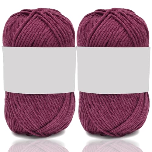 5ply Milk Cotton Yarn 2 * 50g Baumwollgarn Zum Häkeln Stricken Weiche Und Langlebige Acryl Zum Häkeln，Anfänger Crochet Yarn Für DIY Pullover, Mützen, Socken, Decken, Schals Und Tücher (100G,BF) von BlissFabrics