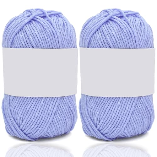 5ply Milk Cotton Yarn 2 * 50g Baumwollgarn Zum Häkeln Stricken Weiche Und Langlebige Acryl Zum Häkeln，Anfänger Crochet Yarn Für DIY Pullover, Mützen, Socken, Decken, Schals Und Tücher (100G,BH) von BlissFabrics