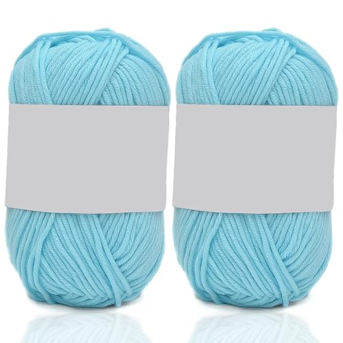 5ply Milk Cotton Yarn 2 * 50g Baumwollgarn Zum Häkeln Stricken Weiche Und Langlebige Acryl Zum Häkeln，Anfänger Crochet Yarn Für DIY Pullover, Mützen, Socken, Decken, Schals Und Tücher (100G,BI) von BlissFabrics