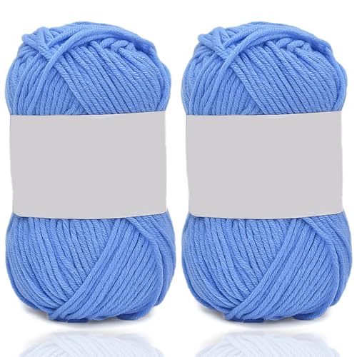 5ply Milk Cotton Yarn 2 * 50g Baumwollgarn Zum Häkeln Stricken Weiche Und Langlebige Acryl Zum Häkeln，Anfänger Crochet Yarn Für DIY Pullover, Mützen, Socken, Decken, Schals Und Tücher (100G,BK) von BlissFabrics