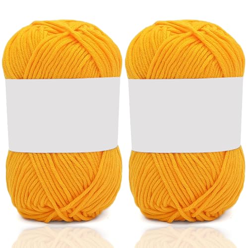 5ply Milk Cotton Yarn 2 * 50g Baumwollgarn Zum Häkeln Stricken Weiche Und Langlebige Acryl Zum Häkeln，Anfänger Crochet Yarn Für DIY Pullover, Mützen, Socken, Decken, Schals Und Tücher (100G,HH) von BlissFabrics