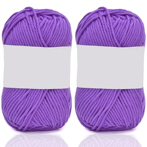 5ply Milk Cotton Yarn 2 * 50g Baumwollgarn Zum Häkeln Stricken Weiche Und Langlebige Acryl Zum Häkeln，Anfänger Crochet Yarn Für DIY Pullover, Mützen, Socken, Decken, Schals Und Tücher (100G,I) von BlissFabrics