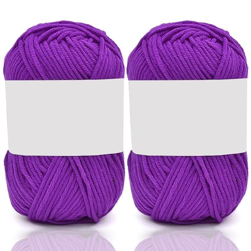 5ply Milk Cotton Yarn 2 * 50g Baumwollgarn Zum Häkeln Stricken Weiche Und Langlebige Acryl Zum Häkeln，Anfänger Crochet Yarn Für DIY Pullover, Mützen, Socken, Decken, Schals Und Tücher (100G,JJ) von BlissFabrics