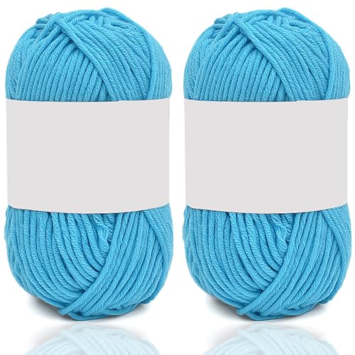 5ply Milk Cotton Yarn 2 * 50g Baumwollgarn Zum Häkeln Stricken Weiche Und Langlebige Acryl Zum Häkeln，Anfänger Crochet Yarn Für DIY Pullover, Mützen, Socken, Decken, Schals Und Tücher (100G,L) von BlissFabrics