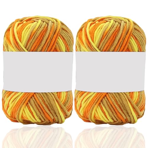 5ply Milk Cotton Yarn 2 * 50g Baumwollgarn Zum Häkeln Stricken Weiche Und Langlebige Acryl Zum Häkeln，Anfänger Crochet Yarn Für DIY Pullover, Mützen, Socken, Decken, Schals Und Tücher (100G,LL) von BlissFabrics