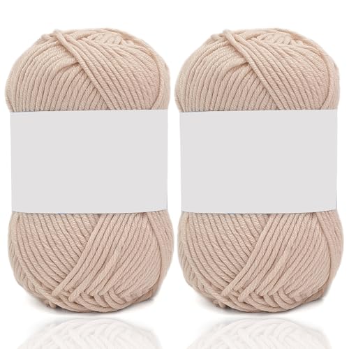 5ply Milk Cotton Yarn 2 * 50g Baumwollgarn Zum Häkeln Stricken Weiche Und Langlebige Acryl Zum Häkeln，Anfänger Crochet Yarn Für DIY Pullover, Mützen, Socken, Decken, Schals Und Tücher (100G,OO) von BlissFabrics