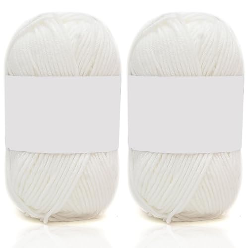 5ply Milk Cotton Yarn 2 * 50g Baumwollgarn Zum Häkeln Stricken Weiche Und Langlebige Acryl Zum Häkeln，Anfänger Crochet Yarn Für DIY Pullover, Mützen, Socken, Decken, Schals Und Tücher (100G,S) von BlissFabrics