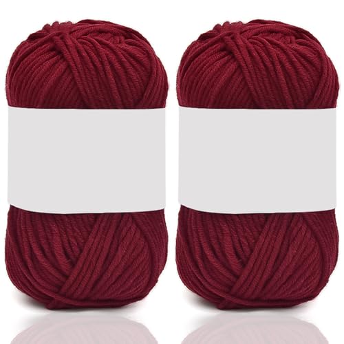 5ply Milk Cotton Yarn 2 * 50g Baumwollgarn Zum Häkeln Stricken Weiche Und Langlebige Acryl Zum Häkeln，Anfänger Crochet Yarn Für DIY Pullover, Mützen, Socken, Decken, Schals Und Tücher (100G,SS) von BlissFabrics