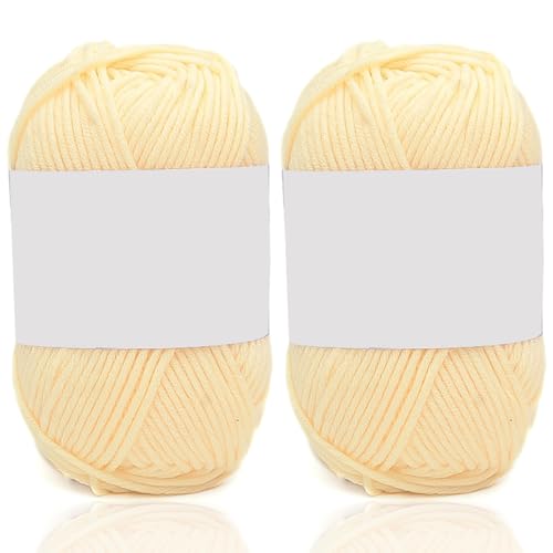 5ply Milk Cotton Yarn 2 * 50g Baumwollgarn Zum Häkeln Stricken Weiche Und Langlebige Acryl Zum Häkeln，Anfänger Crochet Yarn Für DIY Pullover, Mützen, Socken, Decken, Schals Und Tücher (100G,TT) von BlissFabrics