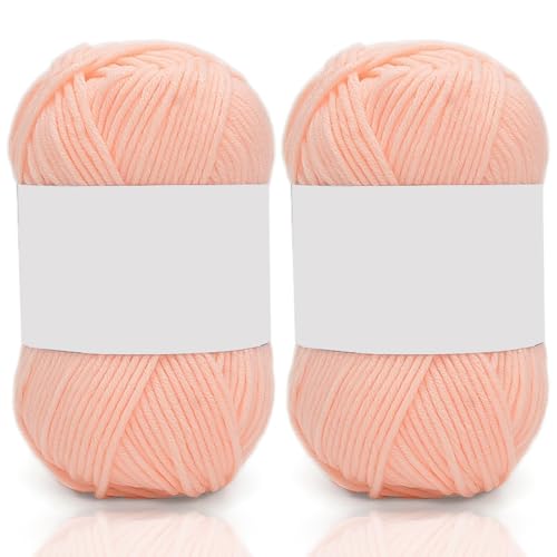 5ply Milk Cotton Yarn 2 * 50g Baumwollgarn Zum Häkeln Stricken Weiche Und Langlebige Acryl Zum Häkeln，Anfänger Crochet Yarn Für DIY Pullover, Mützen, Socken, Decken, Schals Und Tücher (100G,UU) von BlissFabrics