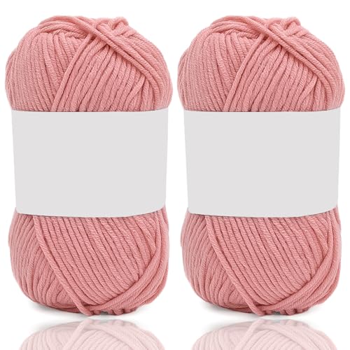 5ply Milk Cotton Yarn 2 * 50g Baumwollgarn Zum Häkeln Stricken Weiche Und Langlebige Acryl Zum Häkeln，Anfänger Crochet Yarn Für DIY Pullover, Mützen, Socken, Decken, Schals Und Tücher (100G,VV) von BlissFabrics