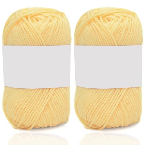 5ply Milk Cotton Yarn 2 * 50g Baumwollgarn Zum Häkeln Stricken Weiche Und Langlebige Acryl Zum Häkeln，Anfänger Crochet Yarn Für DIY Pullover, Mützen, Socken, Decken, Schals Und Tücher (100G,W) von BlissFabrics