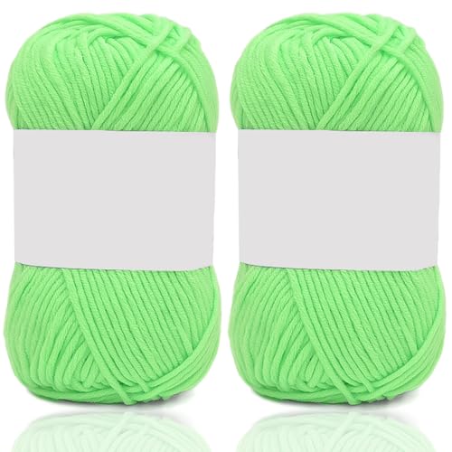 5ply Milk Cotton Yarn 2 * 50g Baumwollgarn Zum Häkeln Stricken Weiche Und Langlebige Acryl Zum Häkeln，Anfänger Crochet Yarn Für DIY Pullover, Mützen, Socken, Decken, Schals Und Tücher (100G,WW) von BlissFabrics