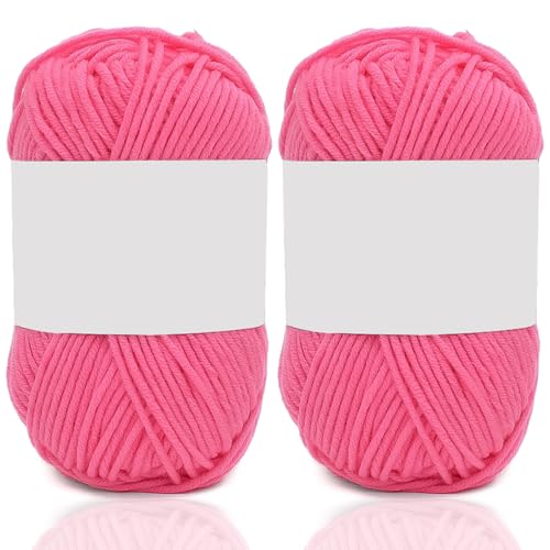 5ply Milk Cotton Yarn 2 * 50g Baumwollgarn Zum Häkeln Stricken Weiche Und Langlebige Acryl Zum Häkeln，Anfänger Crochet Yarn Für DIY Pullover, Mützen, Socken, Decken, Schals Und Tücher (100G,Y) von BlissFabrics