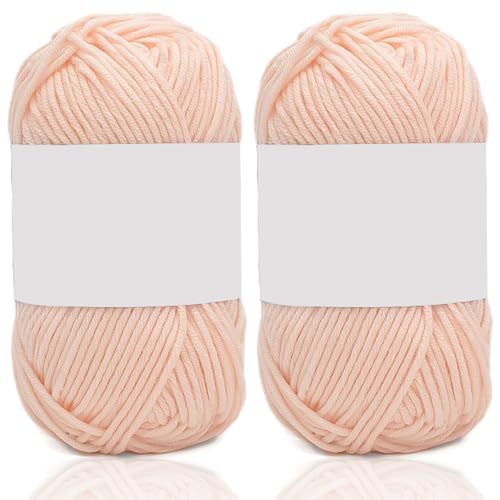 5ply Milk Cotton Yarn 2 * 50g Baumwollgarn Zum Häkeln Stricken Weiche Und Langlebige Acryl Zum Häkeln，Anfänger Crochet Yarn Für DIY Pullover, Mützen, Socken, Decken, Schals Und Tücher (100G,YY) von BlissFabrics