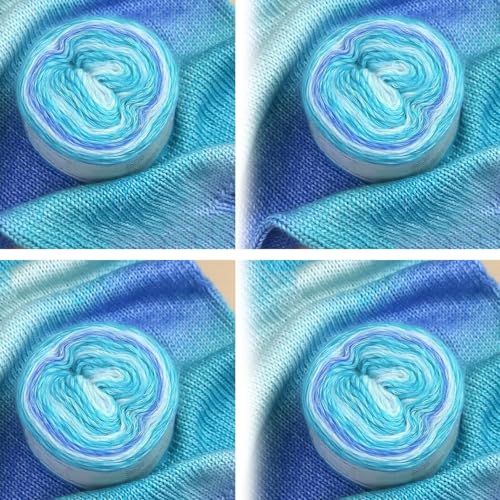 Farbverlaufsgarn 200-400g Cupcakes Baumwollgarn Mehrfarbiges Gradient Häkelgarn Schön Farbverlaufswolle Super Weich Häkelgarn Wolle Zum Stricken Elegante Pullover Hüte, Schal (Blau Grün,400G) von BlissFabrics