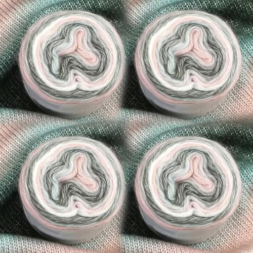 Farbverlaufsgarn 200-400g Cupcakes Baumwollgarn Mehrfarbiges Gradient Häkelgarn Schön Farbverlaufswolle Super Weich Häkelgarn Wolle Zum Stricken Elegante Pullover Hüte, Schal (Grau Rosa,400G) von BlissFabrics