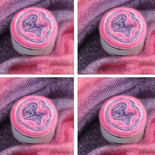 Farbverlaufsgarn 200-400g Cupcakes Baumwollgarn Mehrfarbiges Gradient Häkelgarn Schön Farbverlaufswolle Super Weich Häkelgarn Wolle Zum Stricken Elegante Pullover Hüte, Schal (Rot Lila,400G) von BlissFabrics
