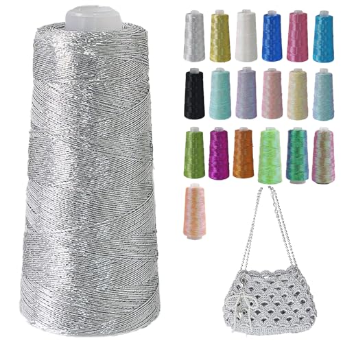 Metallic Garn Glitzer Makramee Garn 1mm X 475m Funkelndes Polyester Häkelgarn Für Taschen Mützen DIY Dekorationen 3 Lagiger Kern (A1,1pcs) von BlissFabrics