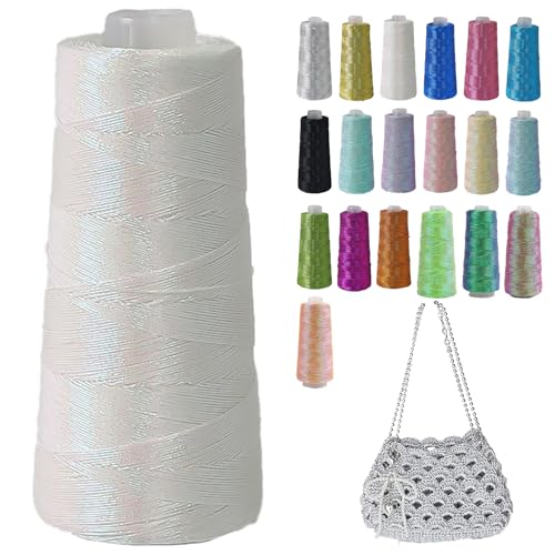 Metallic Garn Glitzer Makramee Garn 1mm X 475m Funkelndes Polyester Häkelgarn Für Taschen Mützen DIY Dekorationen 3 Lagiger Kern (C3,1pcs) von BlissFabrics