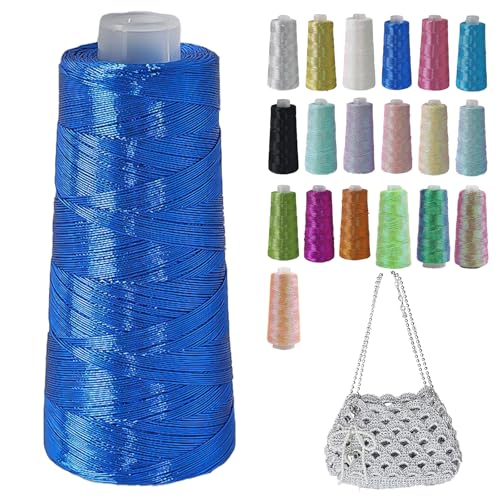 Metallic Garn Glitzer Makramee Garn 1mm X 475m Funkelndes Polyester Häkelgarn Für Taschen Mützen DIY Dekorationen 3 Lagiger Kern (D4,1pcs) von BlissFabrics