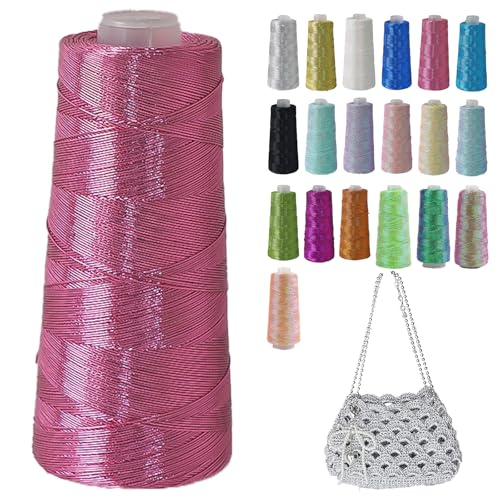 Metallic Garn Glitzer Makramee Garn 1mm X 475m Funkelndes Polyester Häkelgarn Für Taschen Mützen DIY Dekorationen 3 Lagiger Kern (E5,1pcs) von BlissFabrics