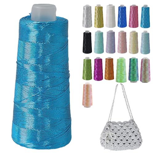 Metallic Garn Glitzer Makramee Garn 1mm X 475m Funkelndes Polyester Häkelgarn Für Taschen Mützen DIY Dekorationen 3 Lagiger Kern (F6,1pcs) von BlissFabrics