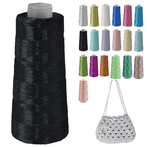 Metallic Garn Glitzer Makramee Garn 1mm X 475m Funkelndes Polyester Häkelgarn Für Taschen Mützen DIY Dekorationen 3 Lagiger Kern (G7,1pcs) von BlissFabrics