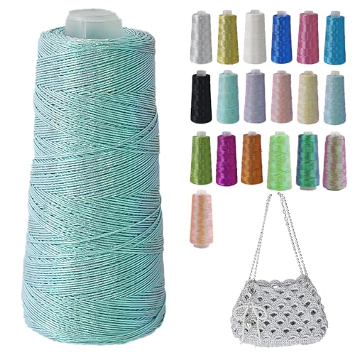 Metallic Garn Glitzer Makramee Garn 1mm X 475m Funkelndes Polyester Häkelgarn Für Taschen Mützen DIY Dekorationen 3 Lagiger Kern (H8,1pcs) von BlissFabrics