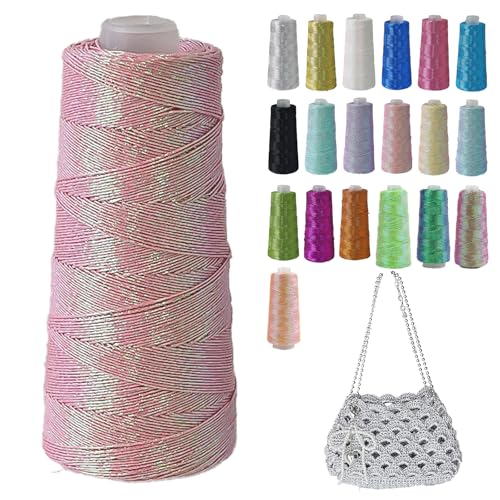 Metallic Garn Glitzer Makramee Garn 1mm X 475m Funkelndes Polyester Häkelgarn Für Taschen Mützen DIY Dekorationen 3 Lagiger Kern (J10,1pcs) von BlissFabrics