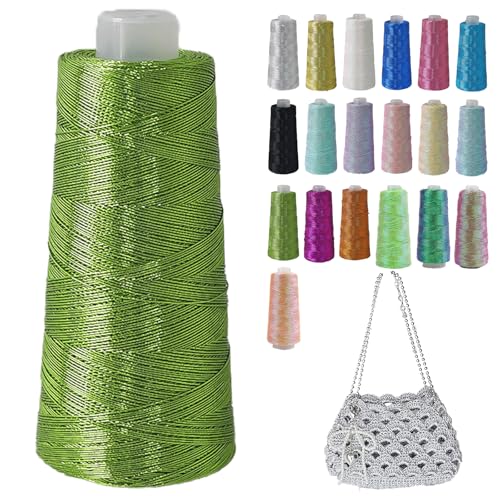 Metallic Garn Glitzer Makramee Garn 1mm X 475m Funkelndes Polyester Häkelgarn Für Taschen Mützen DIY Dekorationen 3 Lagiger Kern (M13,1pcs) von BlissFabrics