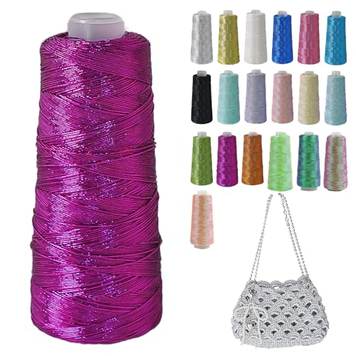 Metallic Garn Glitzer Makramee Garn 1mm X 475m Funkelndes Polyester Häkelgarn Für Taschen Mützen DIY Dekorationen 3 Lagiger Kern (N14,1pcs) von BlissFabrics