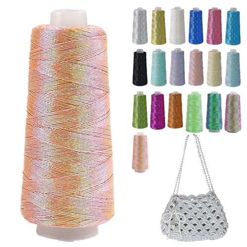 Metallic Garn Glitzer Makramee Garn 1mm X 475m Funkelndes Polyester Häkelgarn Für Taschen Mützen DIY Dekorationen 3 Lagiger Kern (S19,1pcs) von BlissFabrics