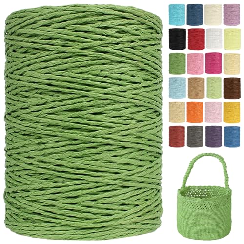 Raffia Garn Zum Häkeln Papiergarn Bast 2mm X 300m Geflochten Raffia Papierdraht, Weiches Geflochtenes Bastband Natur, Strickgarn Bast Zum Häkeltaschen, Körbe, Hüte Handarbeiten (G19,2mm) von BlissFabrics