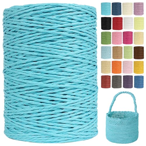 Raffia Garn Zum Häkeln Papiergarn Bast 2mm X 300m Geflochten Raffia Papierdraht, Weiches Geflochtenes Bastband Natur, Strickgarn Bast Zum Häkeltaschen, Körbe, Hüte Handarbeiten (G3,2mm) von BlissFabrics