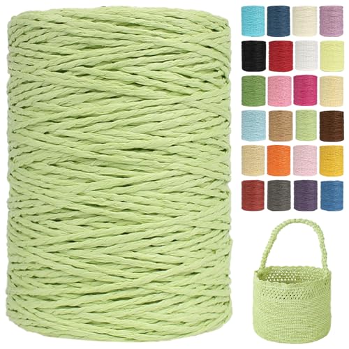 Raffia Garn Zum Häkeln Papiergarn Bast 2mm X 300m Geflochten Raffia Papierdraht, Weiches Geflochtenes Bastband Natur, Strickgarn Bast Zum Häkeltaschen, Körbe, Hüte Handarbeiten (G40,2mm) von BlissFabrics