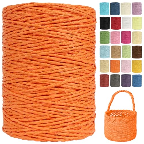 Raffia Garn Zum Häkeln Papiergarn Bast 2mm X 300m Geflochten Raffia Papierdraht, Weiches Geflochtenes Bastband Natur, Strickgarn Bast Zum Häkeltaschen, Körbe, Hüte Handarbeiten (G54,2mm) von BlissFabrics