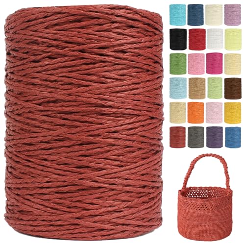 Raffia Garn Zum Häkeln Papiergarn Bast 2mm X 300m Geflochten Raffia Papierdraht, Weiches Geflochtenes Bastband Natur, Strickgarn Bast Zum Häkeltaschen, Körbe, Hüte Handarbeiten (G62,2mm) von BlissFabrics