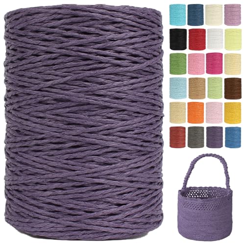 Raffia Garn Zum Häkeln Papiergarn Bast 2mm X 300m Geflochten Raffia Papierdraht, Weiches Geflochtenes Bastband Natur, Strickgarn Bast Zum Häkeltaschen, Körbe, Hüte Handarbeiten (G87,2mm) von BlissFabrics