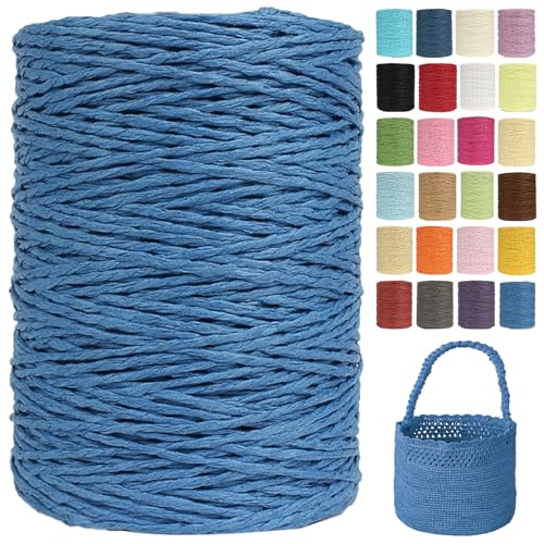 Raffia Garn Zum Häkeln Papiergarn Bast 2mm X 300m Geflochten Raffia Papierdraht, Weiches Geflochtenes Bastband Natur, Strickgarn Bast Zum Häkeltaschen, Körbe, Hüte Handarbeiten (G88,2mm) von BlissFabrics
