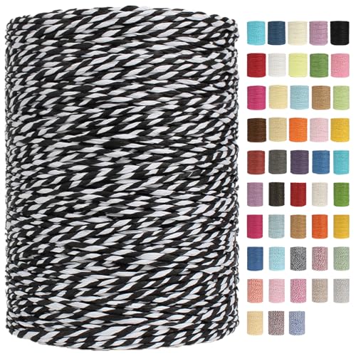 Raffia Garn Zum Häkeln Papiergarn Bast 2mm X 300m Geflochten Raffia Papierdraht, Weiches Geflochtenes Bastband Natur, Strickgarn Bast Zum Häkeltaschen, Körbe, Hüte Handarbeiten (Schwarz/Weiß,2mm) Raffia Garn Zum Häkeln Papiergarn Bast 2mm X 300m Geflochten Raffia Papierdraht, Weiches Geflochtenes Bastband Natur, Strickgarn Bast Zum Häkeltaschen, Körbe, Hüte Handarbeiten (Schwarz/Weiß,2mm) von BlissFabrics