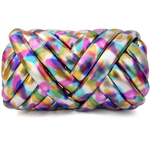Strickschlauch Armstricken Wolle Metallisch Dicke Garn Chunky Yarn wolle Schlauchgarn zum Handstricken für Taschen, Decken, Körbe, Haustierbetten, Kissen, Teppiche，Haustierkorb (Q,750G) von BlissFabrics