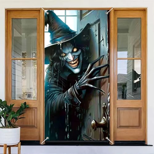 BlissYard Halloween-Türabdeckung, 180 x 89 cm, gruselige Hexe, Türbanner gruselige Halloween-Dekoration für Haustür, gruselige Hexe, Wandabdeckung für drinnen und draußen, Spukveranda-Dekoration BlissYard Halloween-Türabdeckung, 180 x 89 cm, gruselige Hexe, Türbanner gruselige Halloween-Dekoration für Haustür, gruselige Hexe, Wandabdeckung für drinnen und draußen, Spukveranda-Dekoration von BlissYard