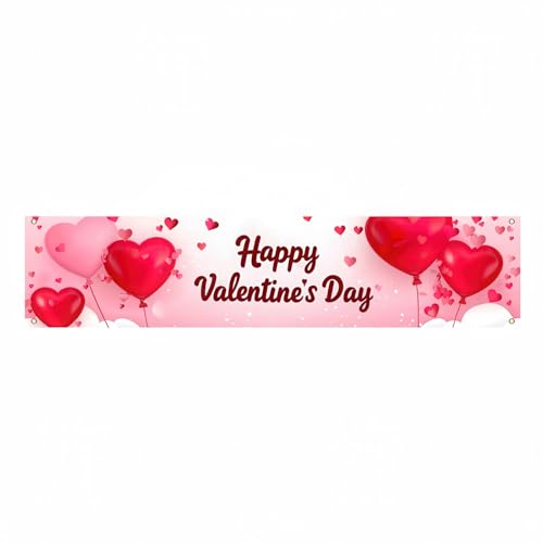 BlissYard Happy Valentine's Day Theme Banner Dekoration Rosa Rot Herz Luftballons Banner Fotografie Hintergrund Party Dekoration Supplies für Valentinstag Hochzeitstag 78 x 17 Zoll BlissYard Happy Valentine's Day Theme Banner Dekoration Rosa Rot Herz Luftballons Banner Fotografie Hintergrund Party Dekoration Supplies für Valentinstag Hochzeitstag 78 x 17 Zoll von BlissYard