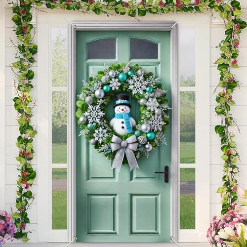 BlissYard Schneemann-Türabdeckung, 180 x 89 cm, Dekoration für Veranda, silberfarbener blauer Kranz, Hintergrund, hängende Banner für drinnen und draußen, Weihnachten, Winter, Party-Dekoration BlissYard Schneemann-Türabdeckung, 180 x 89 cm, Dekoration für Veranda, silberfarbener blauer Kranz, Hintergrund, hängende Banner für drinnen und draußen, Weihnachten, Winter, Party-Dekoration von BlissYard