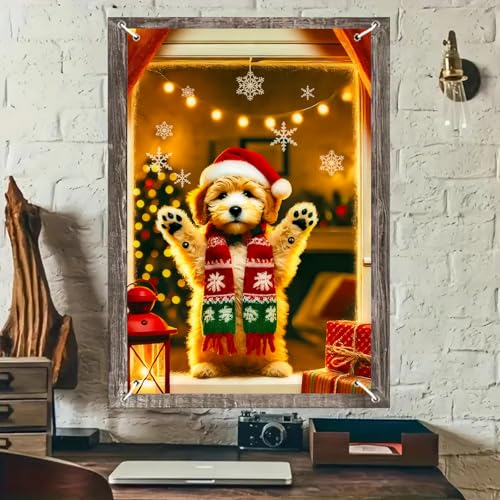 BlissYard Weihnachts-Fensterabdeckung, 78,9 x 129,9 cm, niedlicher Welpe, Dekoration, Urlaub, Hund, Wandhintergrund, Innenbereich, Weihnachtsszene, Poster für Zuhause, Kinderzimmer BlissYard Weihnachts-Fensterabdeckung, 78,9 x 129,9 cm, niedlicher Welpe, Dekoration, Urlaub, Hund, Wandhintergrund, Innenbereich, Weihnachtsszene, Poster für Zuhause, Kinderzimmer von BlissYard